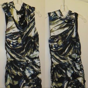Newport News tiered black, olive dress, size 8